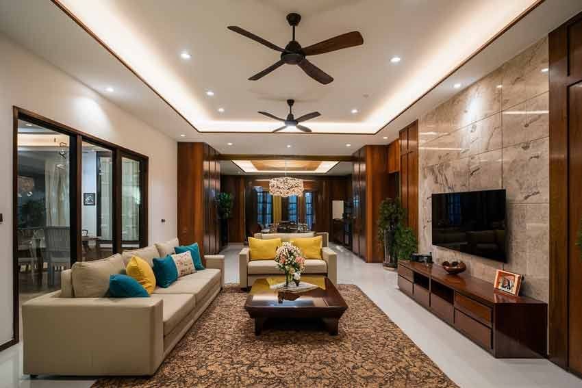10 Main Hall Double Fan Ceiling Design