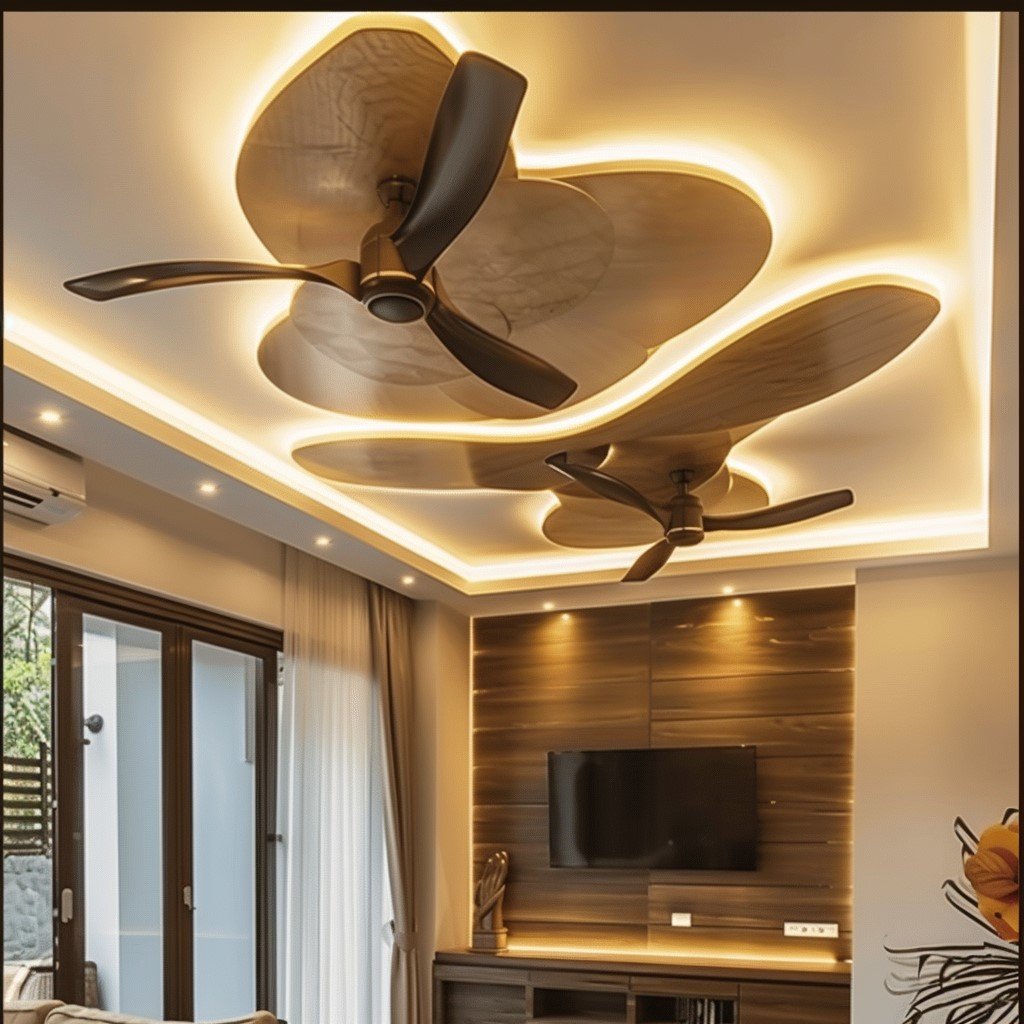 Modern Style 2 Fan Pop Design for Hall