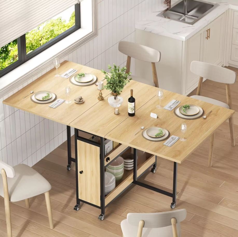 Compact Kitchen with Foldable Dining Table