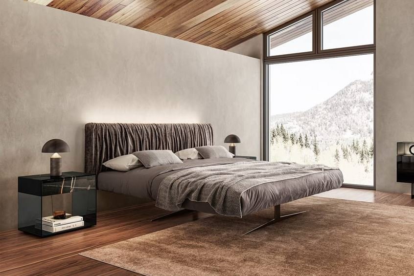 Cantilevered platform floating bed with a clean, contemporary design