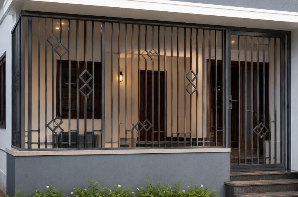 Mild steel MS veranda grill design for house front